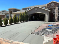a driveway is being built in front of a house
